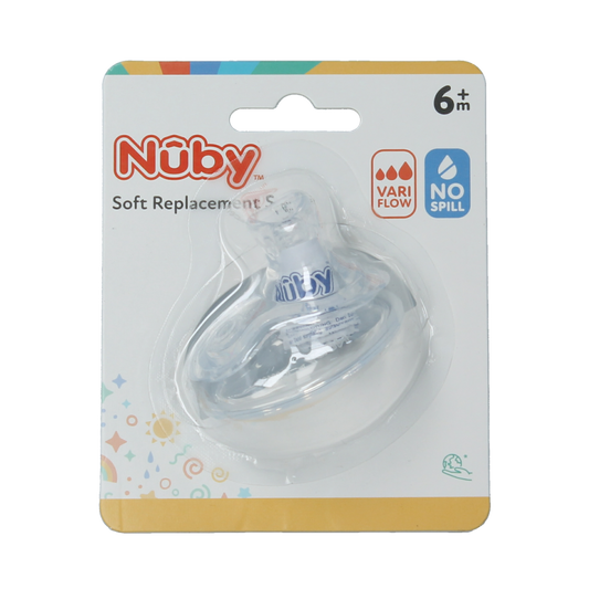 Nuby Vervangspeen beker ID10052, replacement teat for baby bottle, in natural silicone, designed for easy feeding.