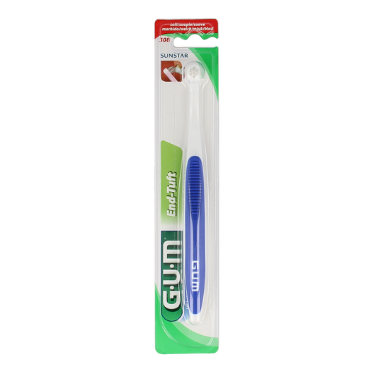 GUM Tandenborstel end-tuft 308MA, close-up of the toothbrush head with soft bristles for effective cleaning.