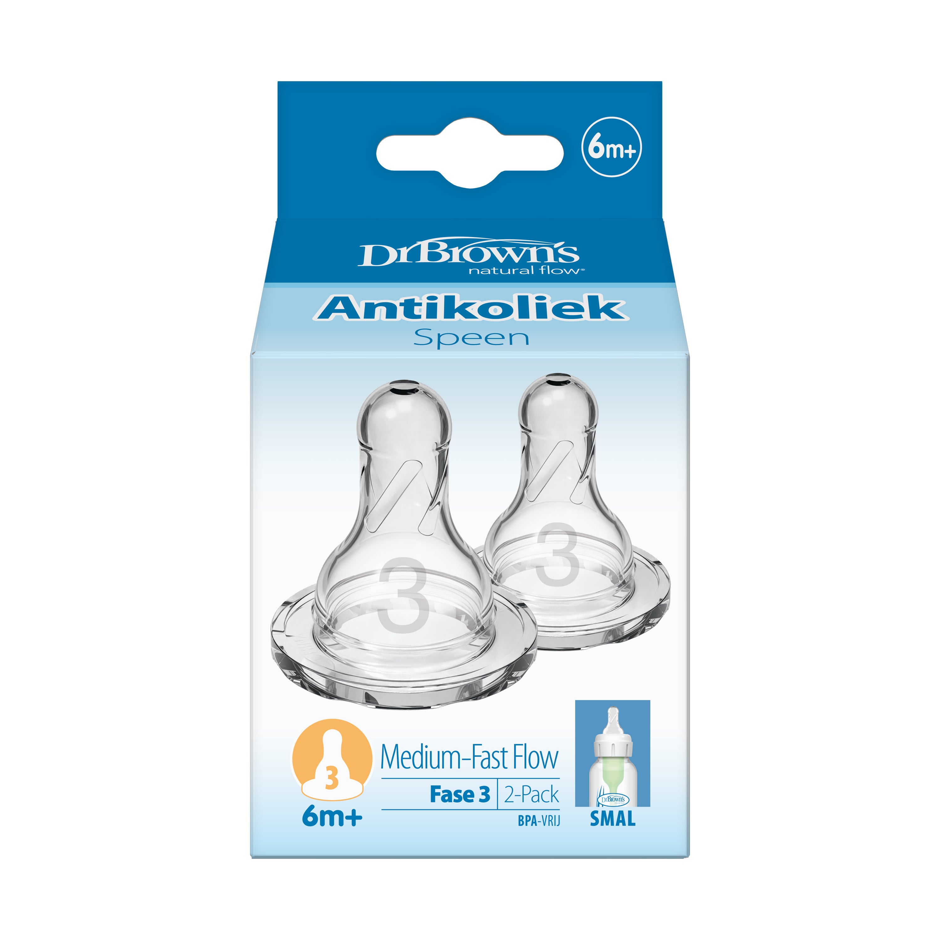 Dr. Brown's Speen standaard hals fles fase 3 2 Stuks