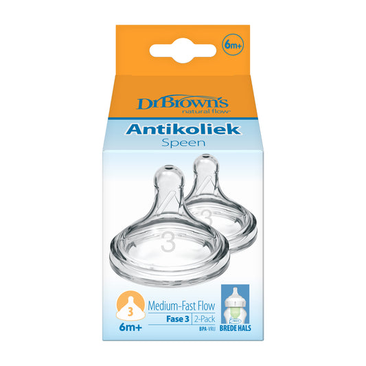 Dr. Brown's Options+ stage 3 wide-neck baby bottles and nipples, set of 2, with clear silicone spouts for easy feeding