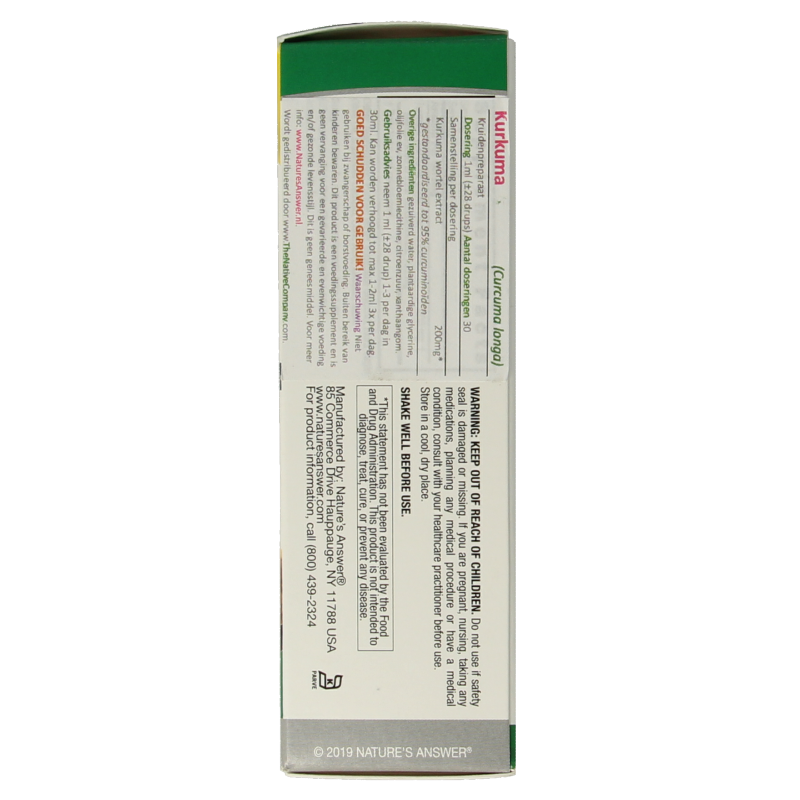 Natures Answer Turmeric-3 Curcuma extract alcoholvrij 30 Milliliter