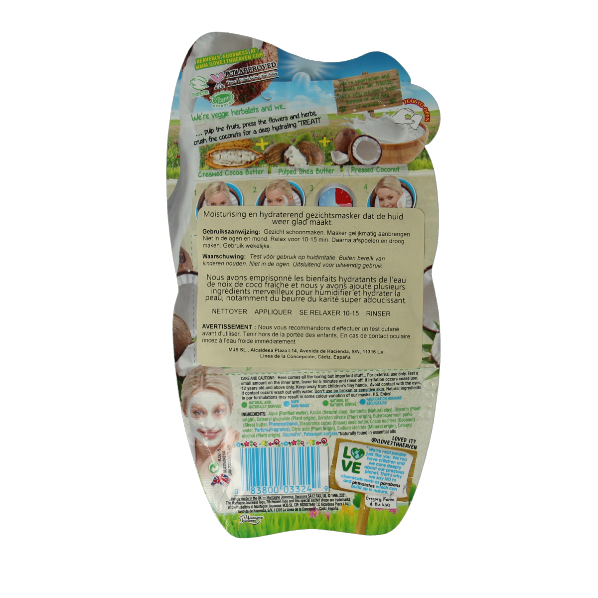 Montagne 7th Heaven creamy coconut face mask in 15ml jar, hydrating skincare product for nourishing facial care.