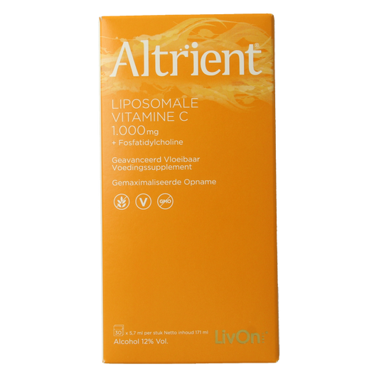 Livon Altrient C liposomal vitamin C sachets, 30 count, shown in the image with packaging and sachets for immune support.