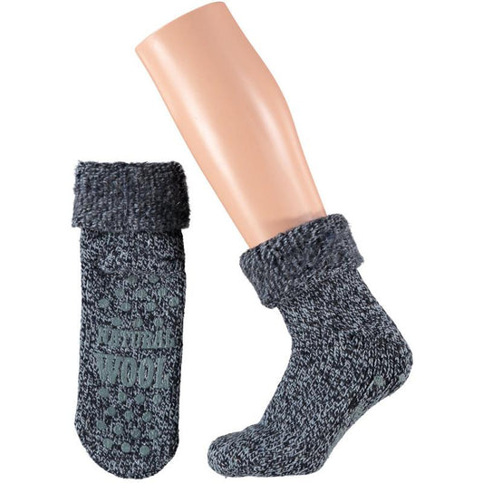 Unisex Apollo Slofsok anti-slip socks in donker blauw, size 35-38, showing their comfortable fabric and anti-slip sole.