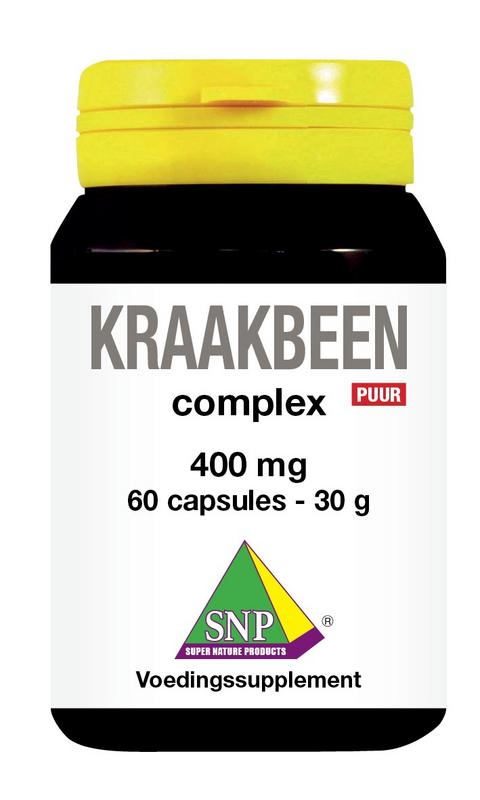 SNP Kraakbeen Complex 400mg capsules, herbal supplement in a bottle with 60 capsules on a white background