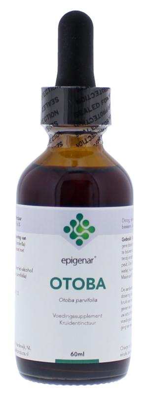 Epigenar Otoba herbal preparation bottle, 60ml, with label showing product name and branding, placed on a white background.