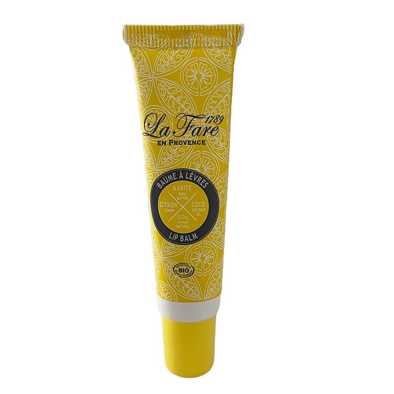 Natural lip balm tube by La Fare 1789, 10ml, in a sleek packaging, designed for lip care and hydration.