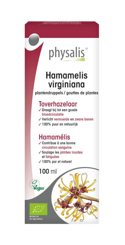 Physalis Hamamelis virginiana bio herbal preparation in a 100ml bottle, part of Physalis' herbal supplement collection.