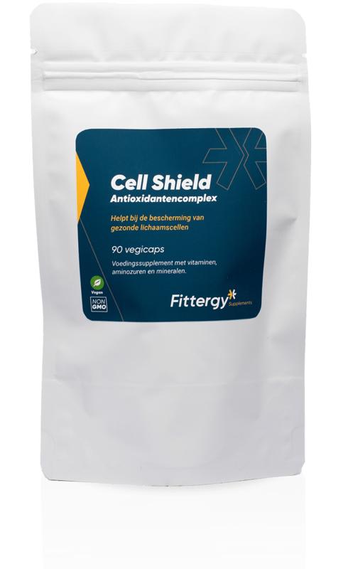 Fittergy Cell Shield antioxidant complex multivitamin capsules in a pouch, dietary supplement for immune support.