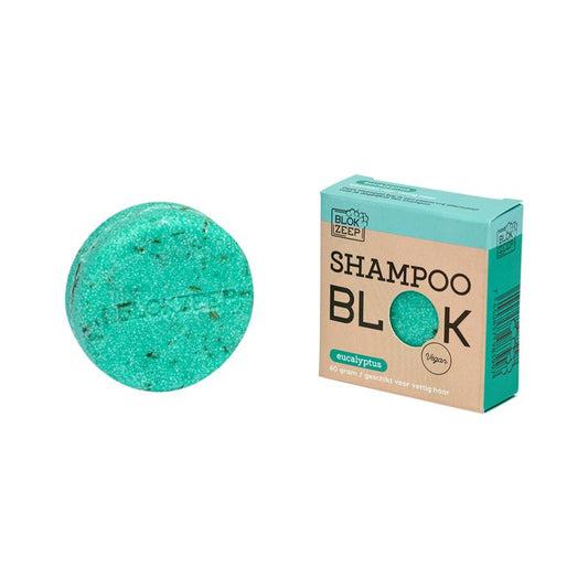 Blokzeep eucalyptus shampoo bar for hair care, 60 grams, natural solid shampoo with fresh eucalyptus scent.