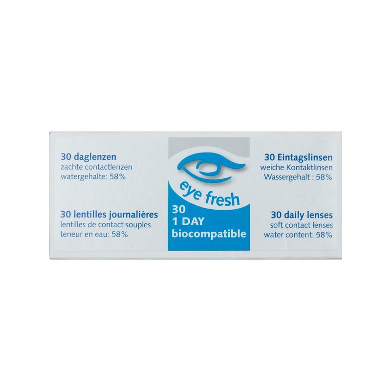 Eyefresh Daglenzen -5.25 contact lenses for optical use, 30 pairs, displayed in a box with clear packaging and lens details.