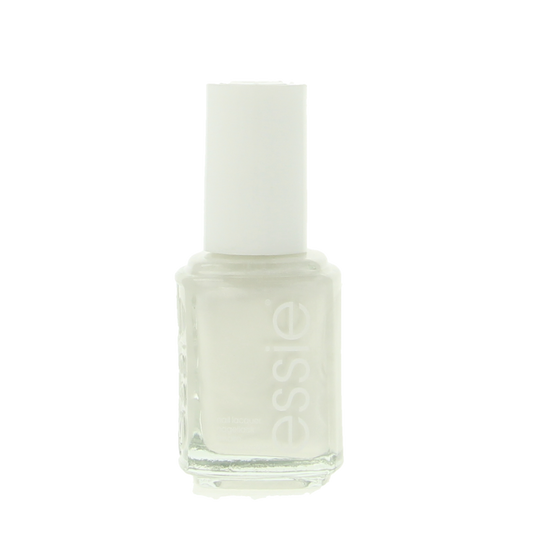 Essie pearly white makeup product in 13.50ml bottle, showcasing smooth, glossy finish with elegant packaging.