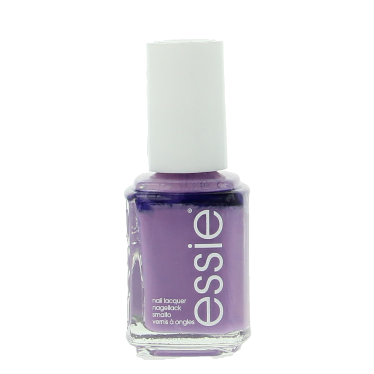 Essie Play Date nail polish bottle, 13.50 ml, with a colorful label and clear glass showing the pink nail polish inside.