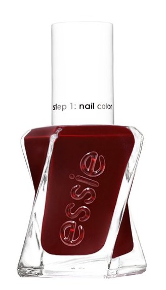 Essie Gel Couture nail polish in Spiked with Style 13.5ml bottle, vibrant pink color, glossy finish, displayed against a neutral background.