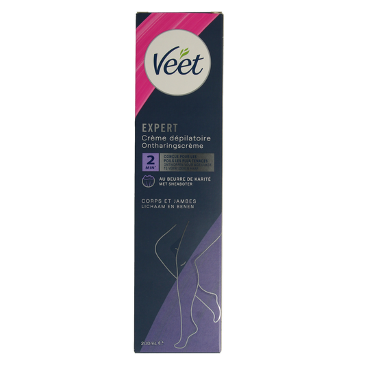 Veet Expert ontharingscreme voor benen, 200 ml, vrouwelijk gebruik, crème voor zachte en gladde benen.