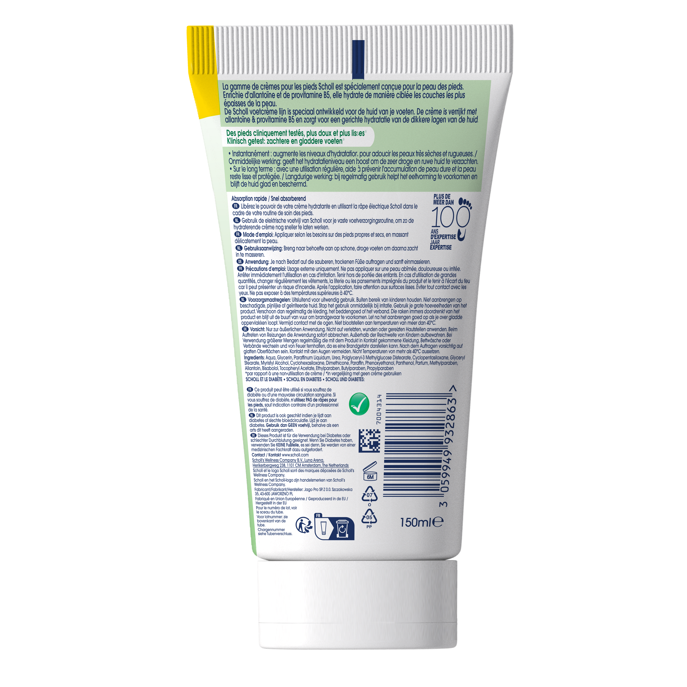 Dr. Scholl's Voet & nagelcreme intens voedend 150.00 Milliliter