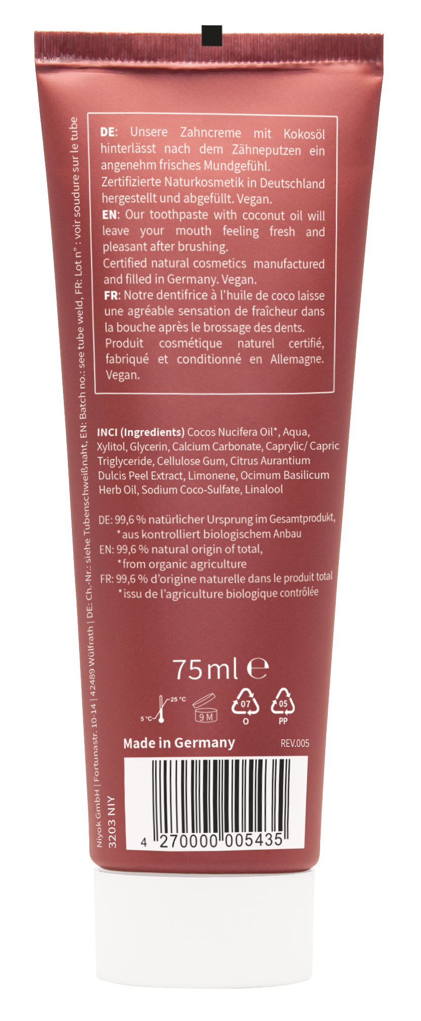 Niyok tandpasta blood orange basil 75.00 Milliliter