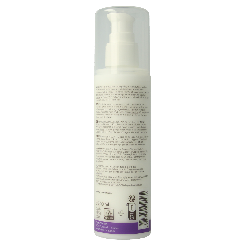 Cattier Reinigingsmelk caresse d'herboriste 200 Milliliter