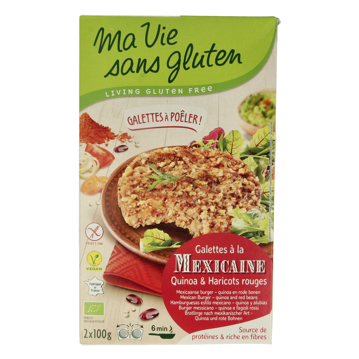 Ma Vie Sans Mexicaanse quinoaburgers 2 x 100g glutenvrij bio 2.00 Stuks