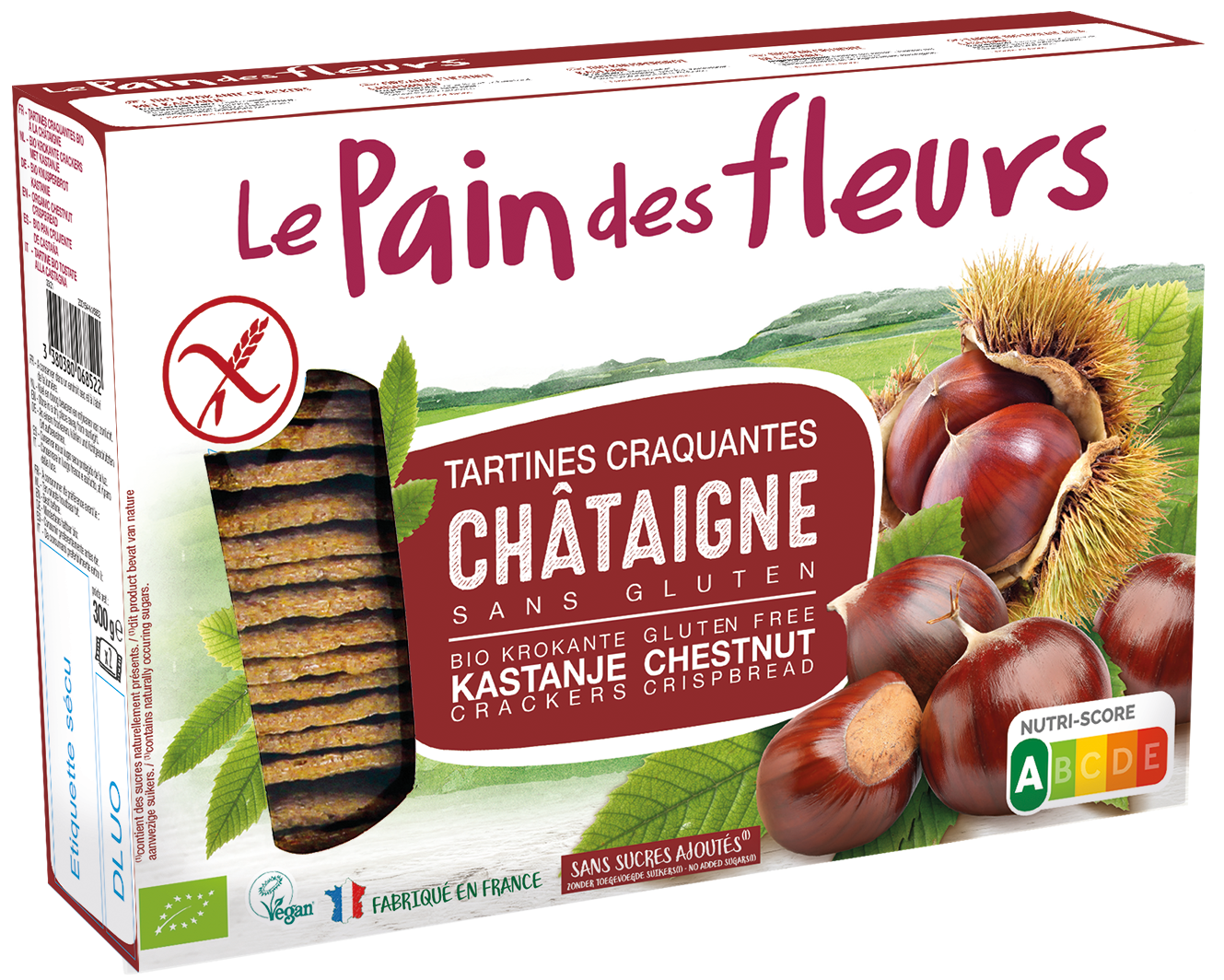 Pain Des Fleurs Krokante crackers kastanje glutenvrij bio 300.00 Gram