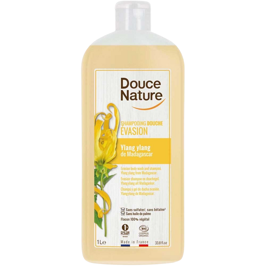 Douce Nature Douchegel & shampoo ylang ylang ontspannend bio 1.00 Liter