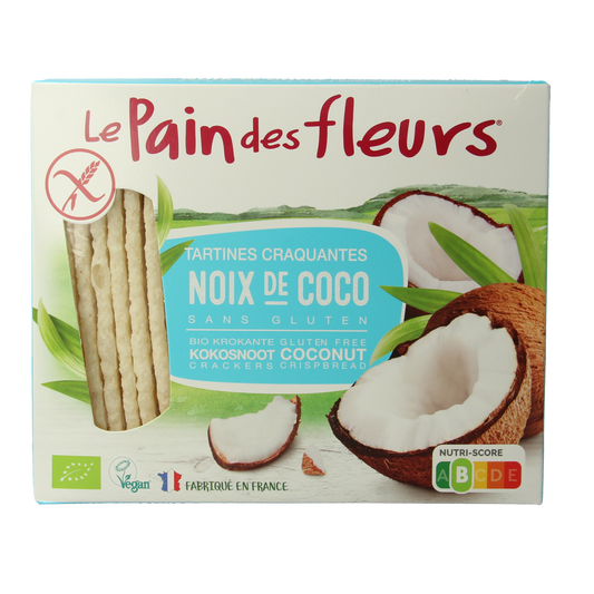 Pain Des Fleurs Krokante crackers kokos glutenvrij bio 150.00 Gram