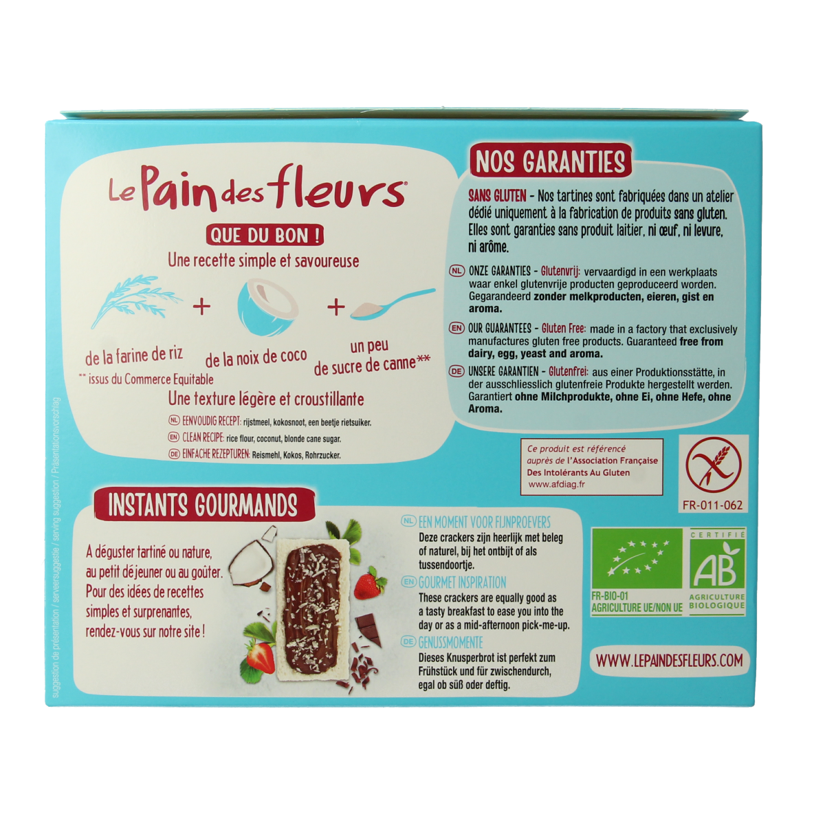 Pain Des Fleurs Krokante crackers kokos glutenvrij bio 150.00 Gram
