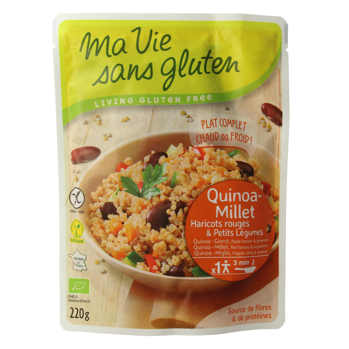 Ma Vie Sans Quinoa gierst rode bonen & groente glutenvrij bio 220.00 Gram