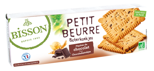 Bisson Biscuitjes met stukjes chocola petit beurre bio 150.00 Gram