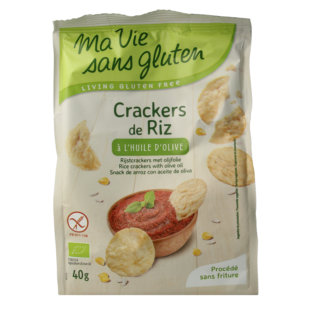 Ma Vie Sans Rijstcrackers met olijfolie glutenvrij bio 40.00 Gram