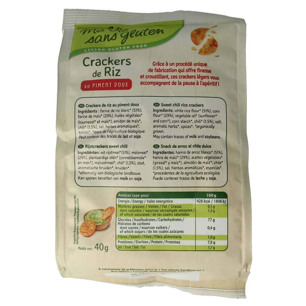 Ma Vie Sans Rijstcrackers sweet chili glutenvrij bio 40.00 Gram