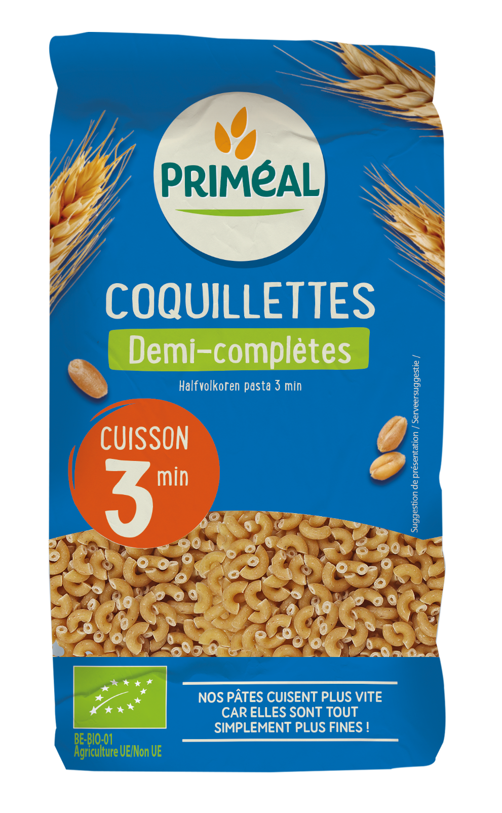 Primeal Halfvolkoren elleboogjes snelkook 3 minuut bio 500.00 Gram