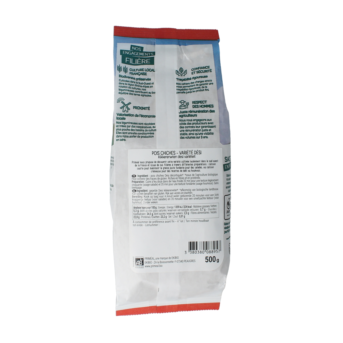 Primeal Kikkererwten desi uit Frankrijk bio 500.00 Gram