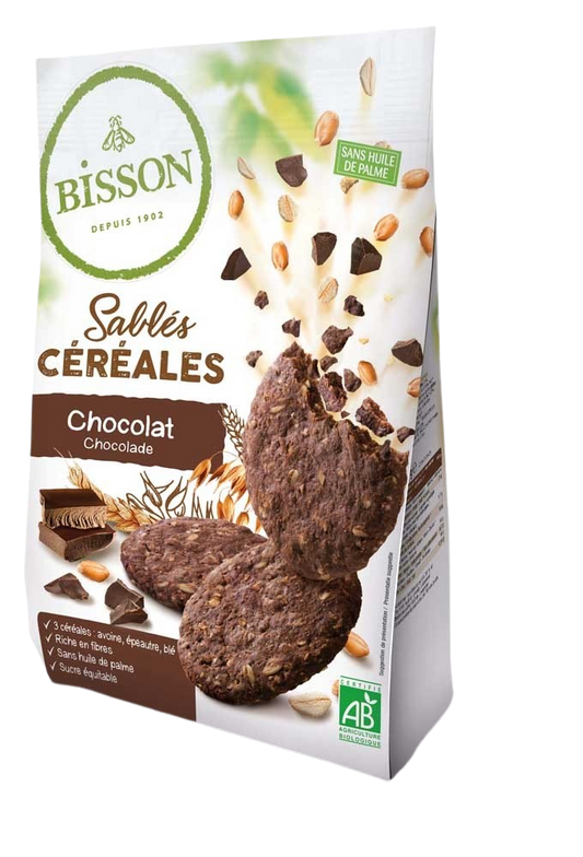 Bisson Zandkoekjes chocolade & granen bio 200.00 Gram