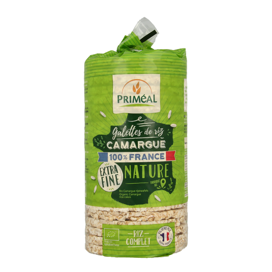 Primeal Camargue bio rice cakes, extra thin, 130g, crispy crackers made from organic rice.