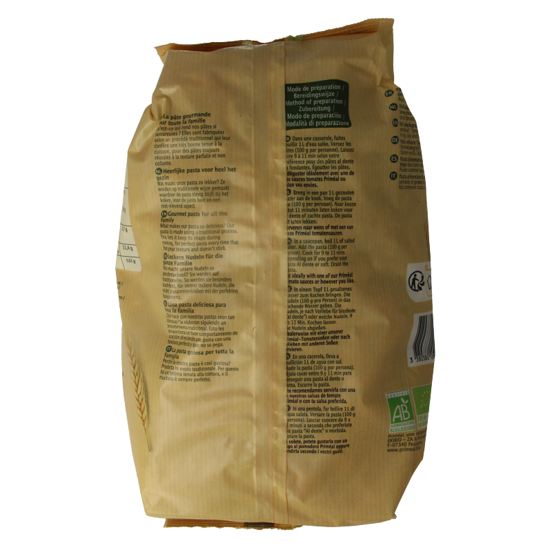 Primeal Fusilli halfvolkoren familie verpakking bio 1 Kilogram