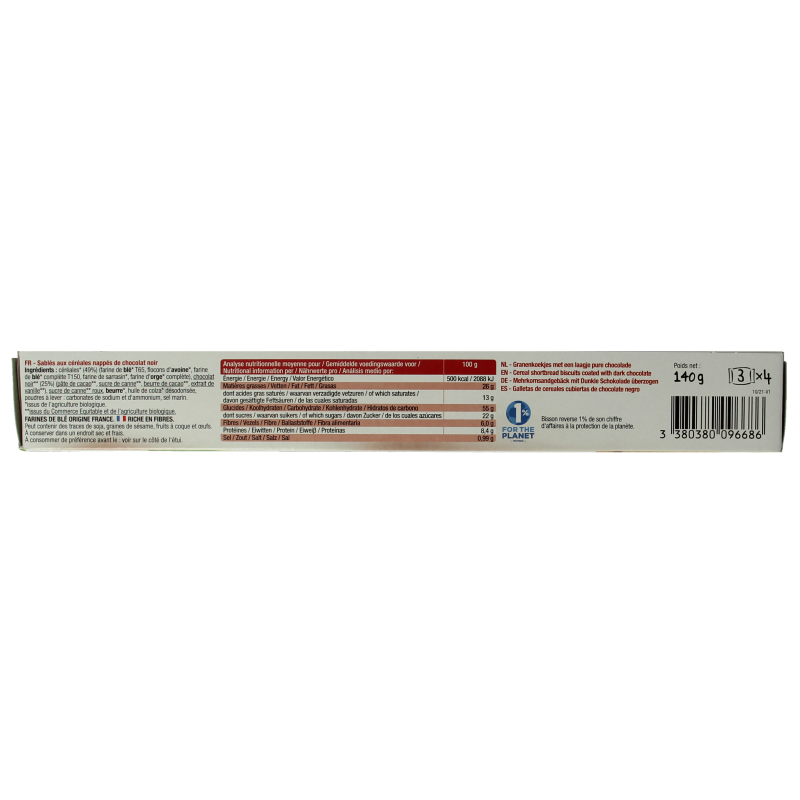 Bisson Pure chocolade frosted granenkoekjes bio 140 Gram