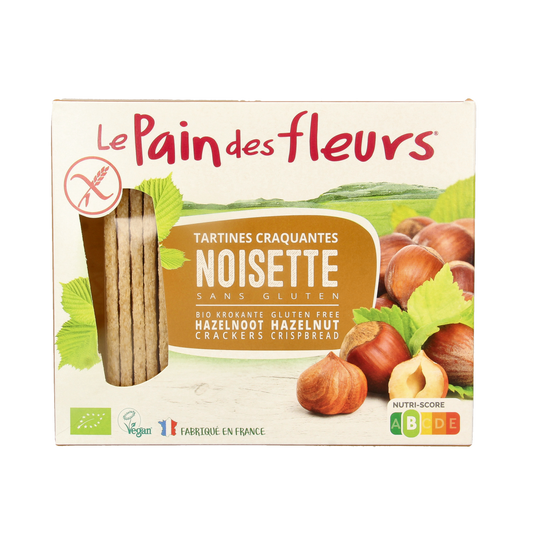 Pain Des Fleurs Krokante crackers hazelnoot glutenvrij bio 150.00 Gram