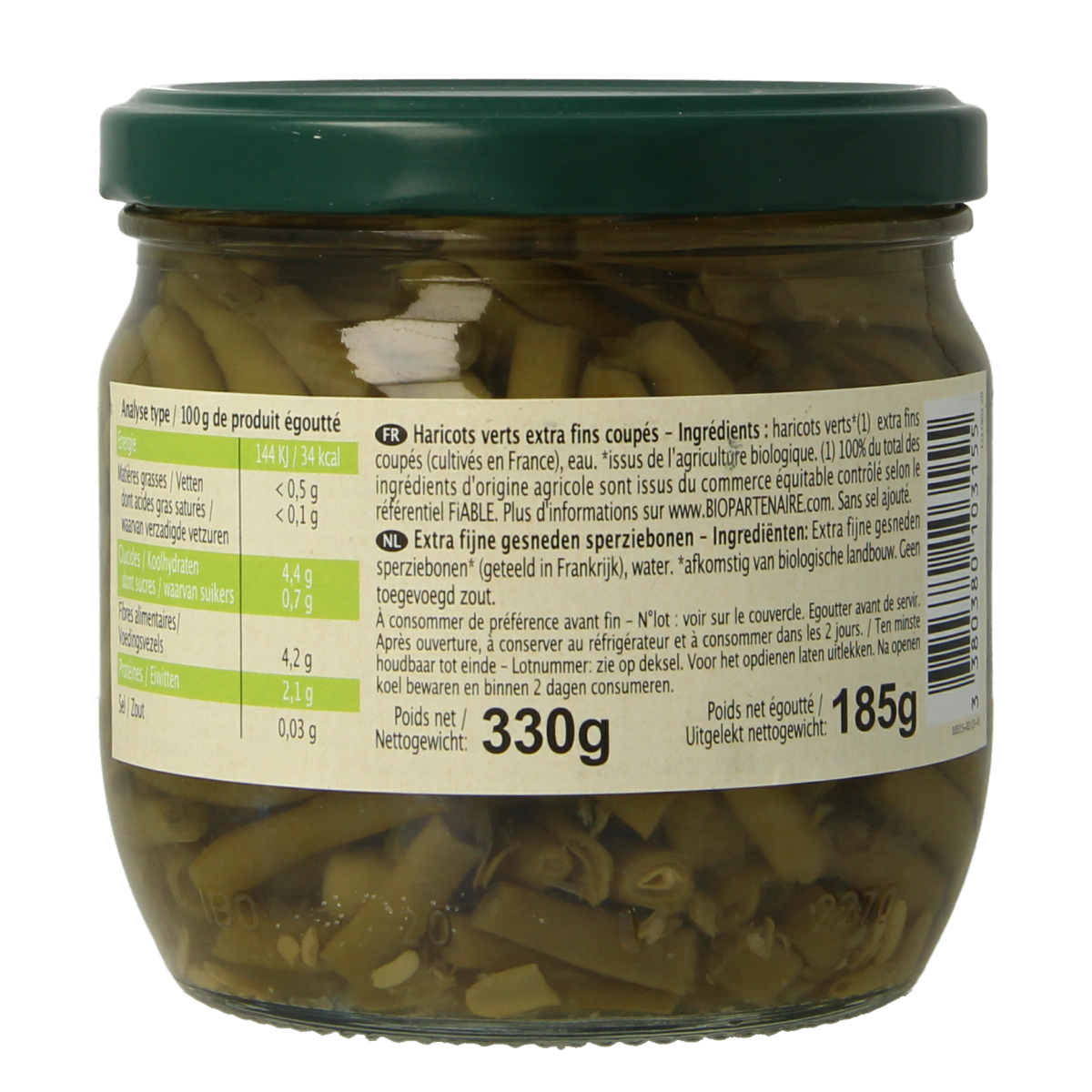 Primeal Haricot verts zonder toegevoegd zout bio 330.00 Gram