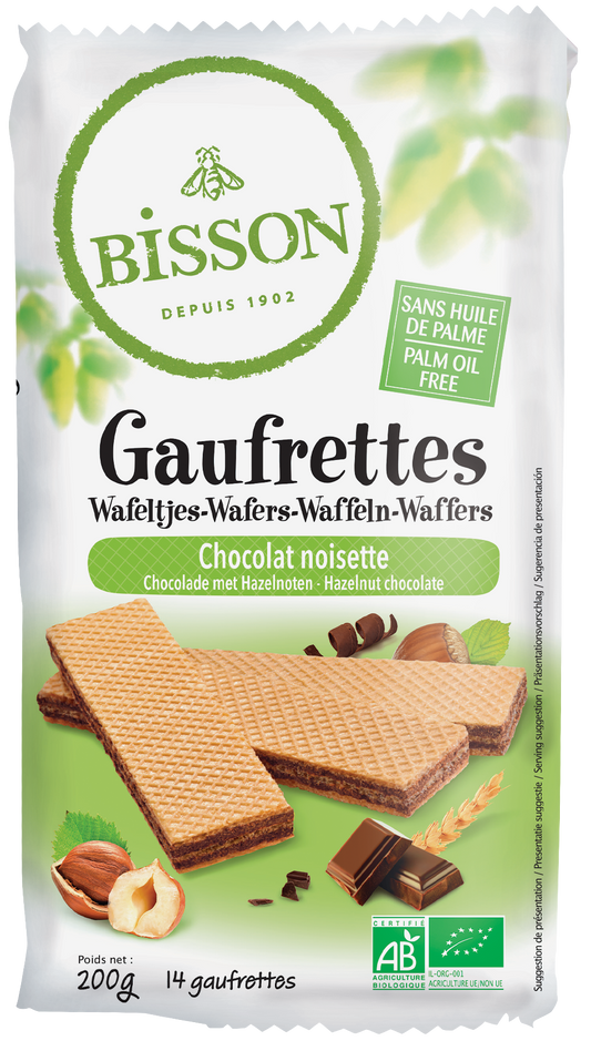 Bisson Wafels choco hazelnoot bio 200.00 Gram