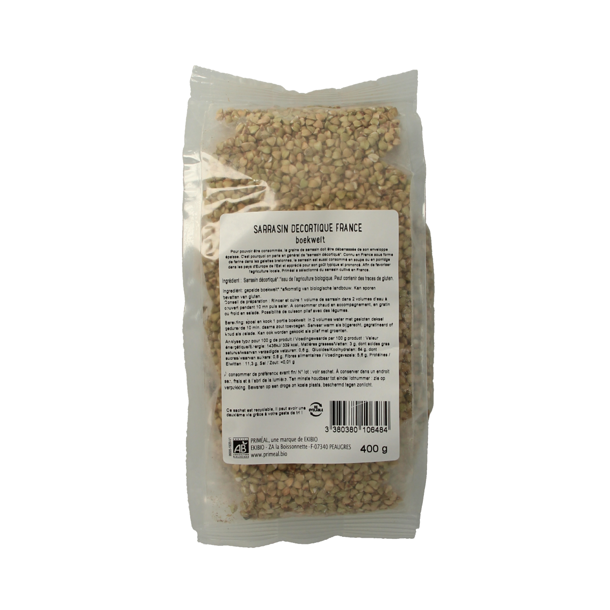 Primeal Boekweit gepeld bio 400.00 Gram