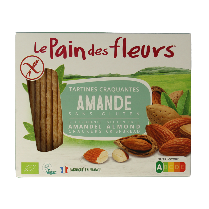 Pain Des Fleurs Krokante crackers amandel glutenvrij bio  150 Gram