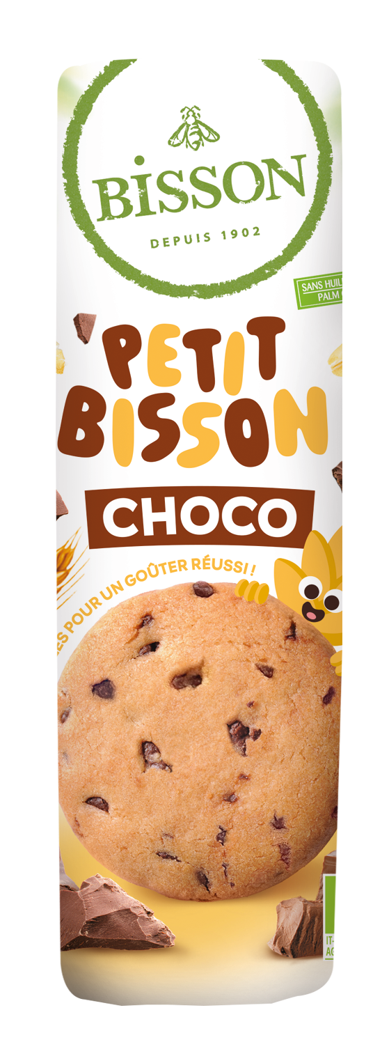 Bisson Petit bisson bio chocolate cookies in 250g package, featuring crispy koeken with chocolate flavor.