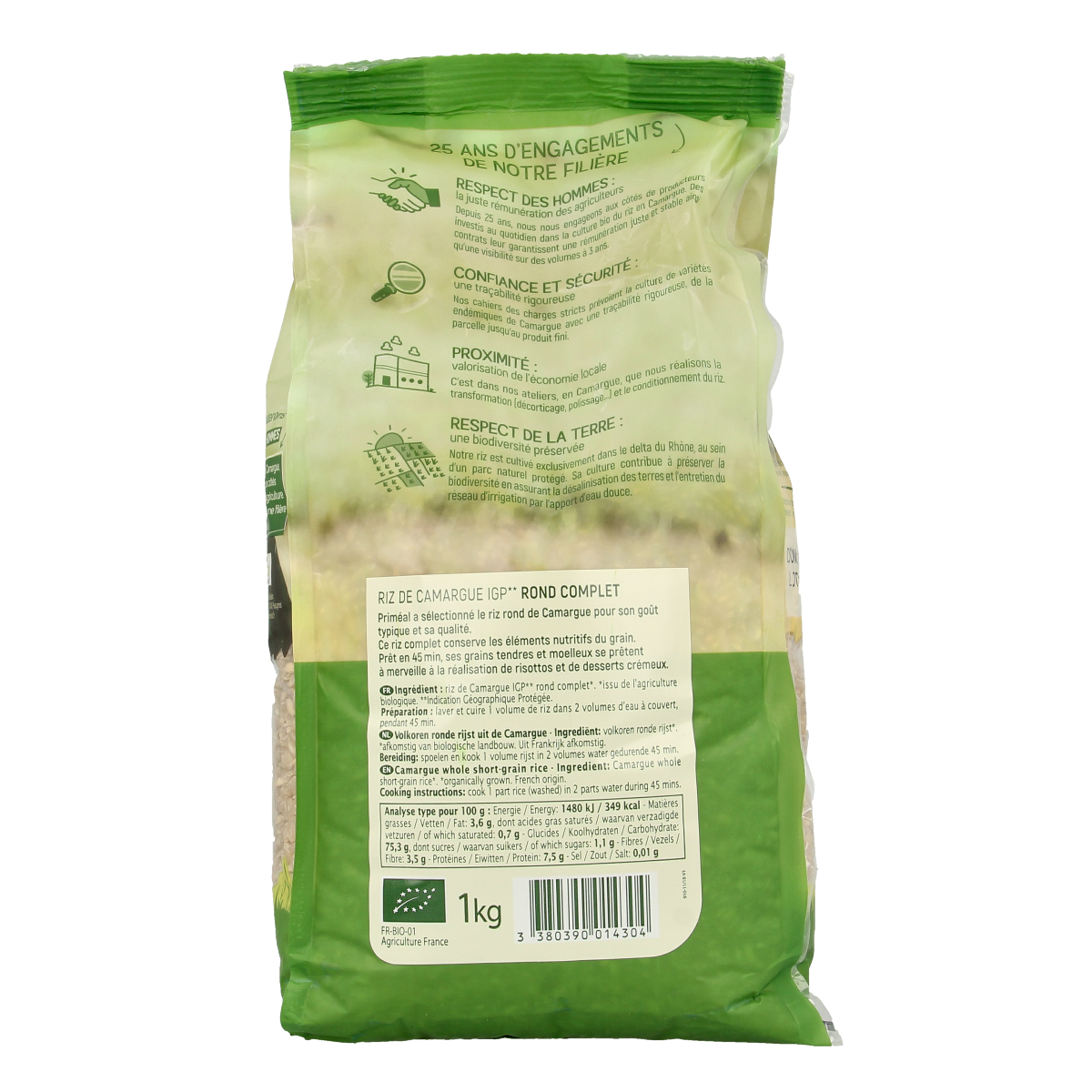 Primeal Volkoren ronde rijst camargue bio 1.00 Kilogram