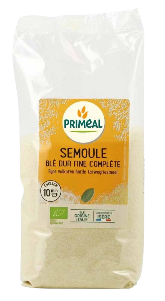 Primeal Fijn volkoren harde tarwegriesmeel bio 500 Gram