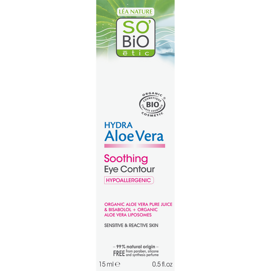 So Bio Etic Aloe Vera eye contour cream in 15ml, natural eye care product with soothing aloe vera for delicate skin.