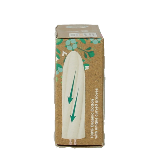 Organic OB Tampons mini, 16-pack, feminine hygiene product for women, featuring discreet applicators and compact design.
