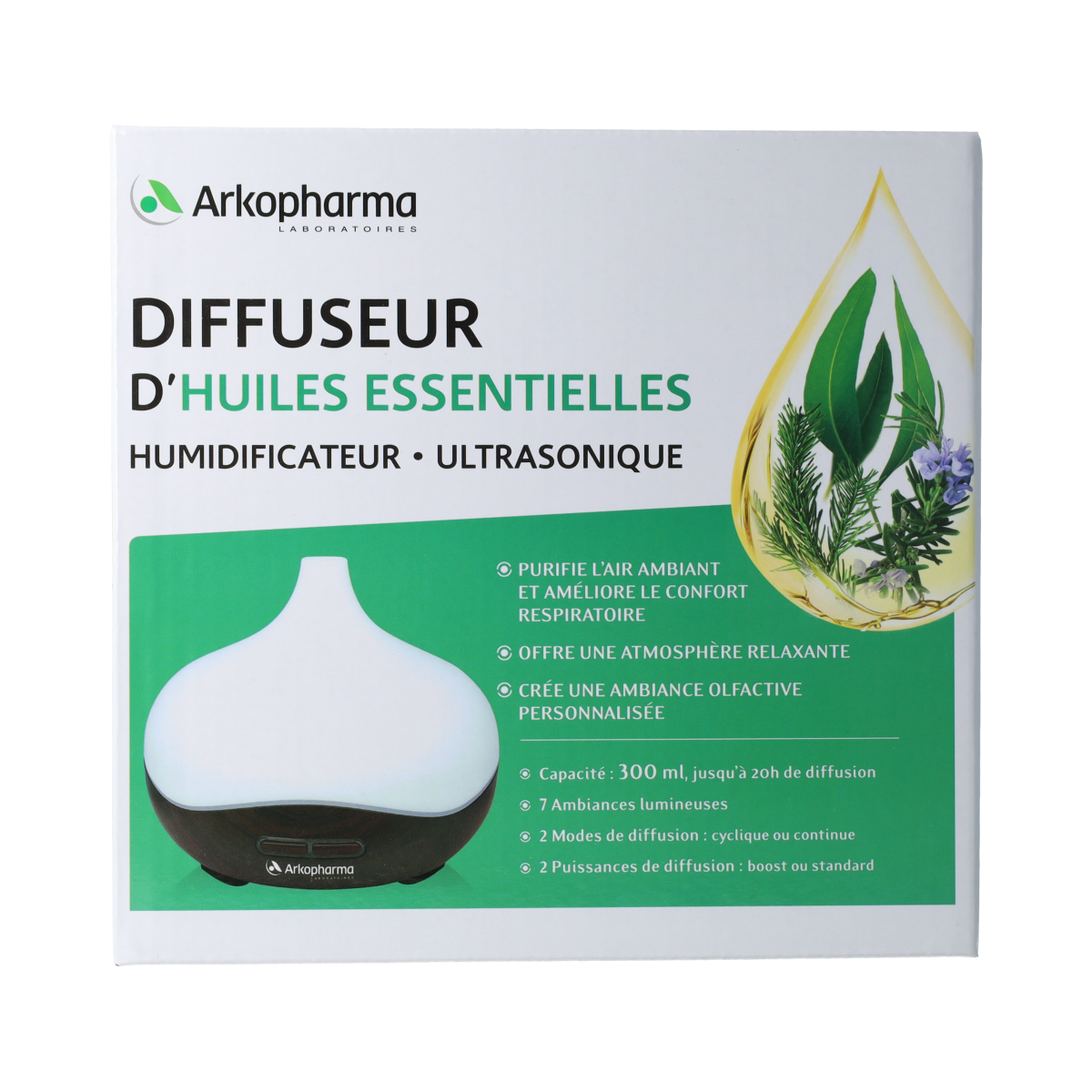 Arkopharma geurverspreider diffuser with white ceramic design and adjustable nozzle for aromatic essential oils.
