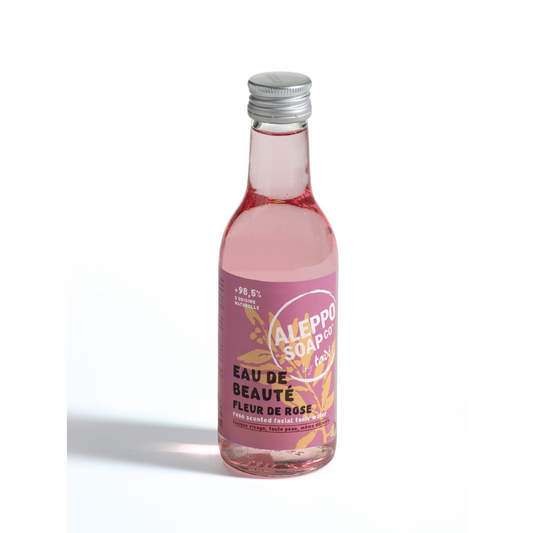 Aleppo Soap Co beauty rozenwater facial toner in a 240ml bottle, natural skincare product for refreshed, hydrated skin.