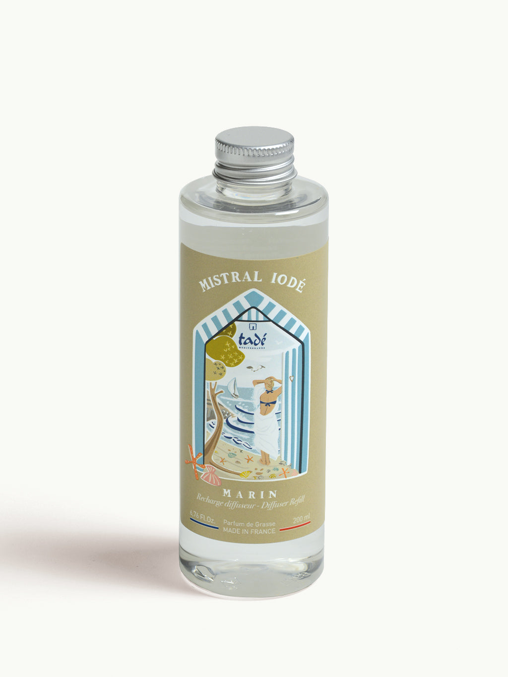 Tade Geurstokjes marin navulling 200ml, geurverspreiders refill with fresh, subtle fragrance visible in the bottle and packaging.